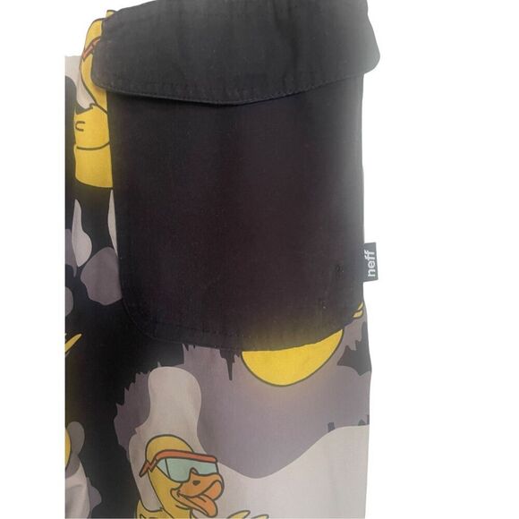 Neff Men Black Gray Yellow Duck Sunglasses Swim Trunks Stretch Boardshort Medium - Picture 7 of 9